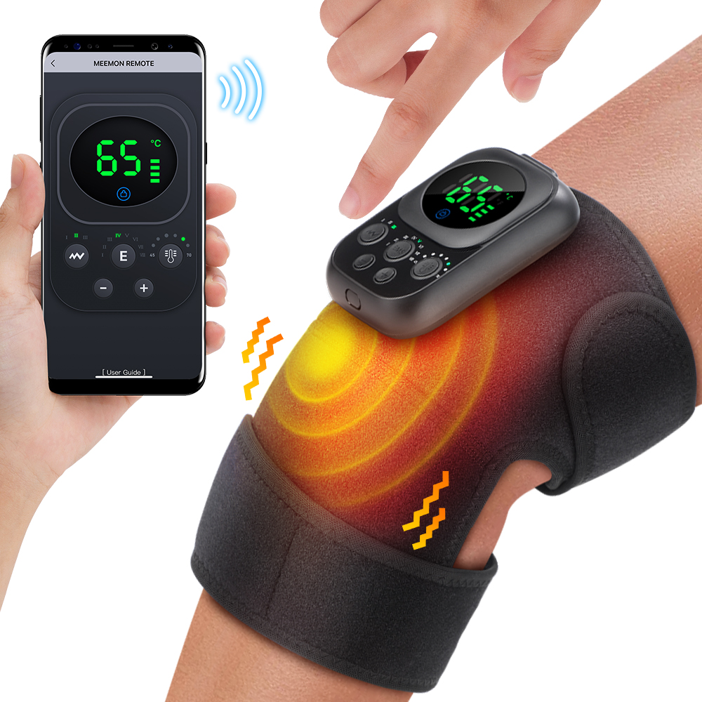 EMS 膝マッサージパッド加熱振動アプリ制御サーマル肩肘マッサージャー 3 で 1 温湿布膝ブレースベルト