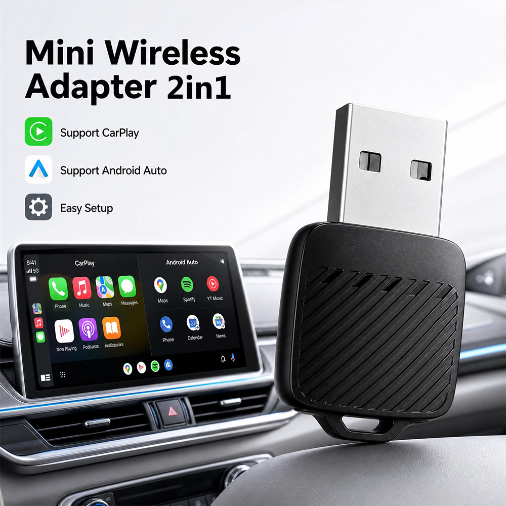 Uhlamb 新しいワイヤレス Carplay アダプタ Android 自動 2in1 スマートドングル WIFI iphone アンドロイド携帯用ボルボベンツ Mg 起亜奇瑞 VW