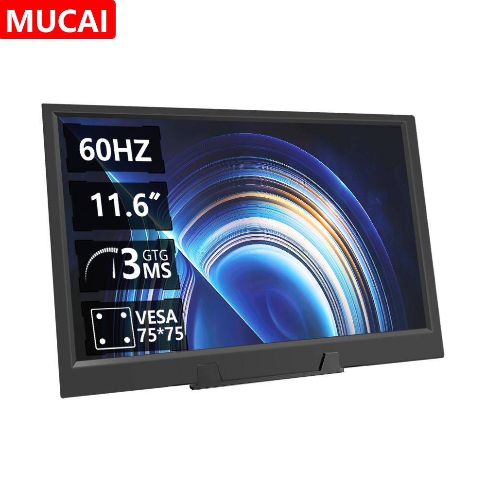 MUCAI 11.6 インチポータブルモニター 16:9 60Hz ゲーム画面 45% NTSC 250Cd/m² ラップトップ Mac Xbox PS4/5 スイッチディスプレイ Type-c インターフェイス