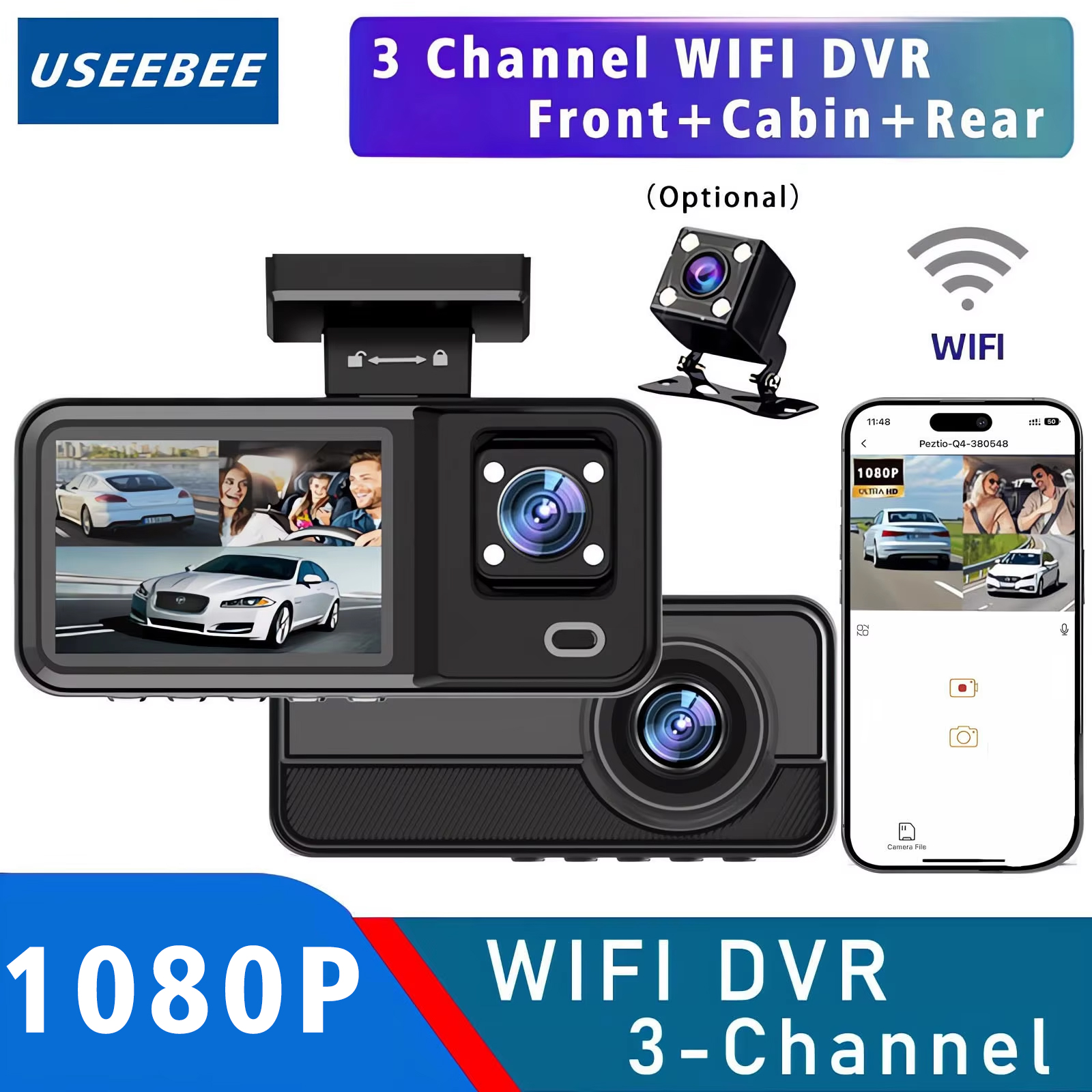 WIFI 3 カメラダッシュカムキャビン車 Dvr 1080P 車内車両 3 ウェイチャンネル Dvr レコーダービデオ登録器ダッシュカムビデオカメラ