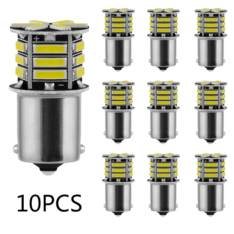 10 個 1156 BA15S P21W 1157 BAY15D P215W LED 電球自動車フォグライト DRL ターン Siganl ランプ DC 12V ホワイト 6000K 7020 21 SMD