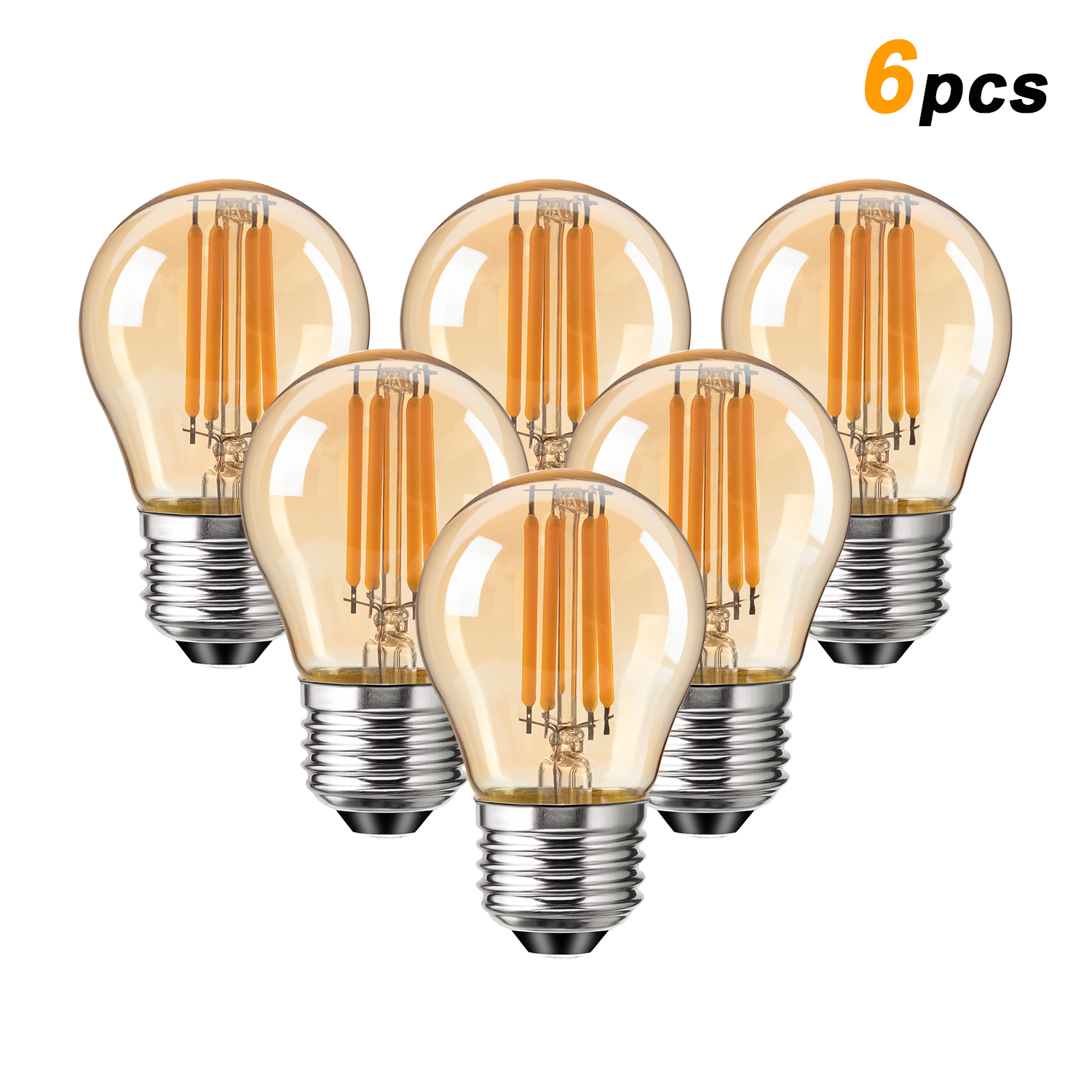 G45 4 ワットグローブ電球アンバーガラス LED フィラメント E27 ネジ口金 220V 2700K 40 ワット相当レトロ装飾調光可能なエジソン電球