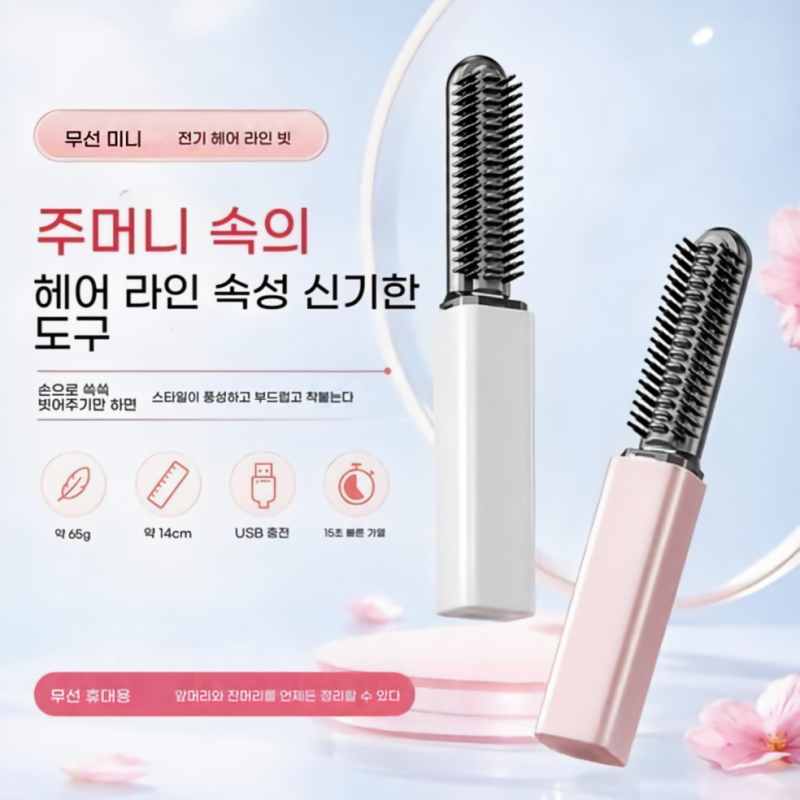 ポータブルミニストレートヘアコーム前髪コームワイヤレス充電ヘアアイロンポータブルスタイリング電気コームは髪を傷つけません