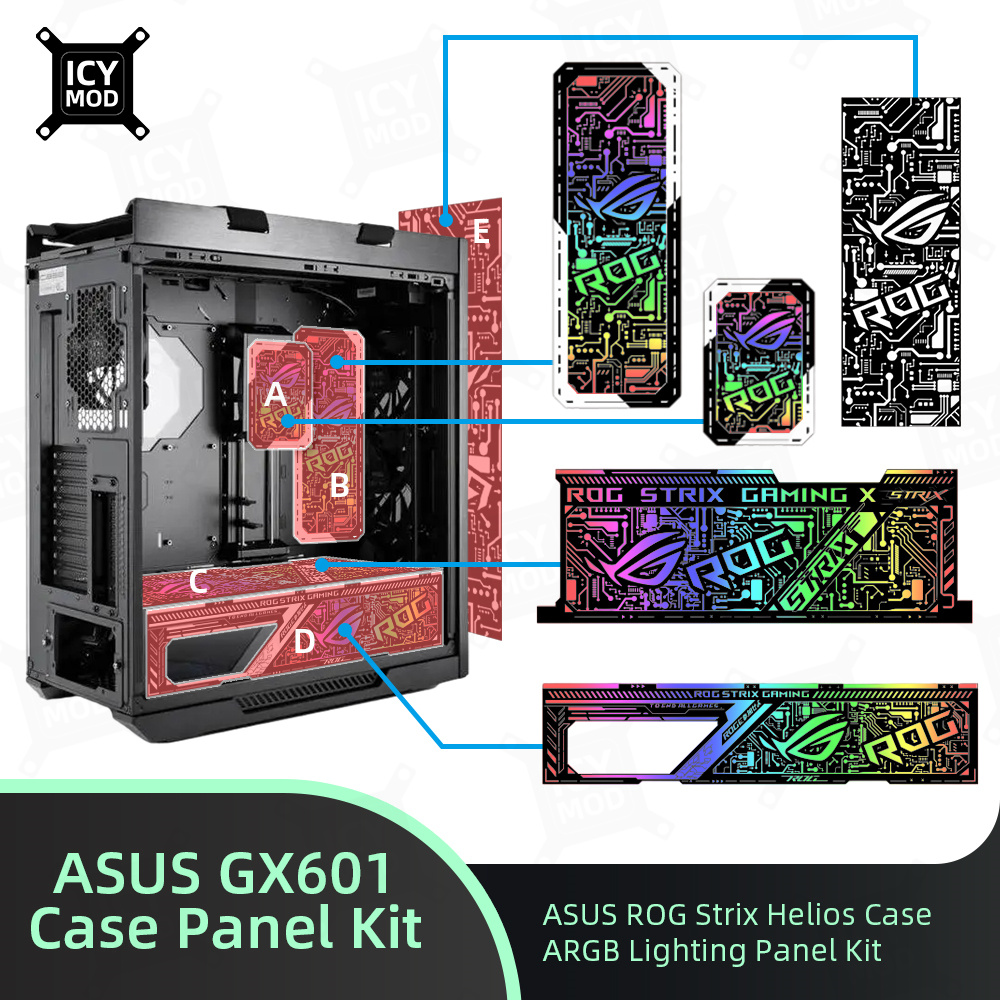 ASUS GX601 ケース照明パネルキット ARGB レーザー彫刻照明プレート ROG Strix Helios 修理済みカスタム PC MOD Gabinete シュラウド