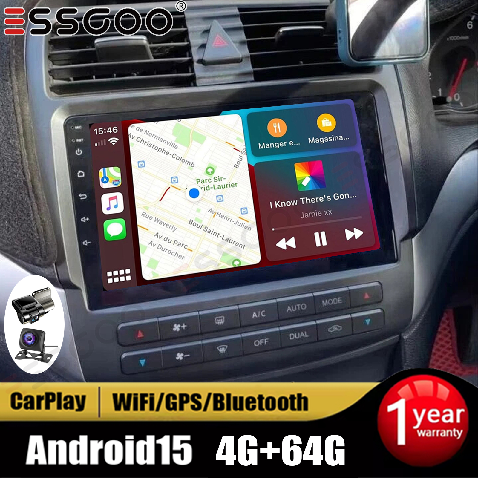 9 "アンドロイド 15 Carplay 4 64 ギガバイトアキュラ TSX 2004-2008 カーステレオラジオ GPS ナビゲーション Bluetooth ヘッドユニット FM/RDS SWC DVR