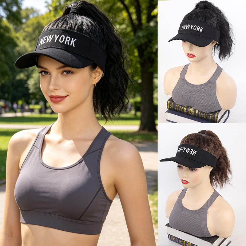 女性用帽子ウィッグ 野球帽かつら 女性用かつら ショートカーリーヘア ウールカーリーウィッグ ポニーテール 三つ編み波状かつら