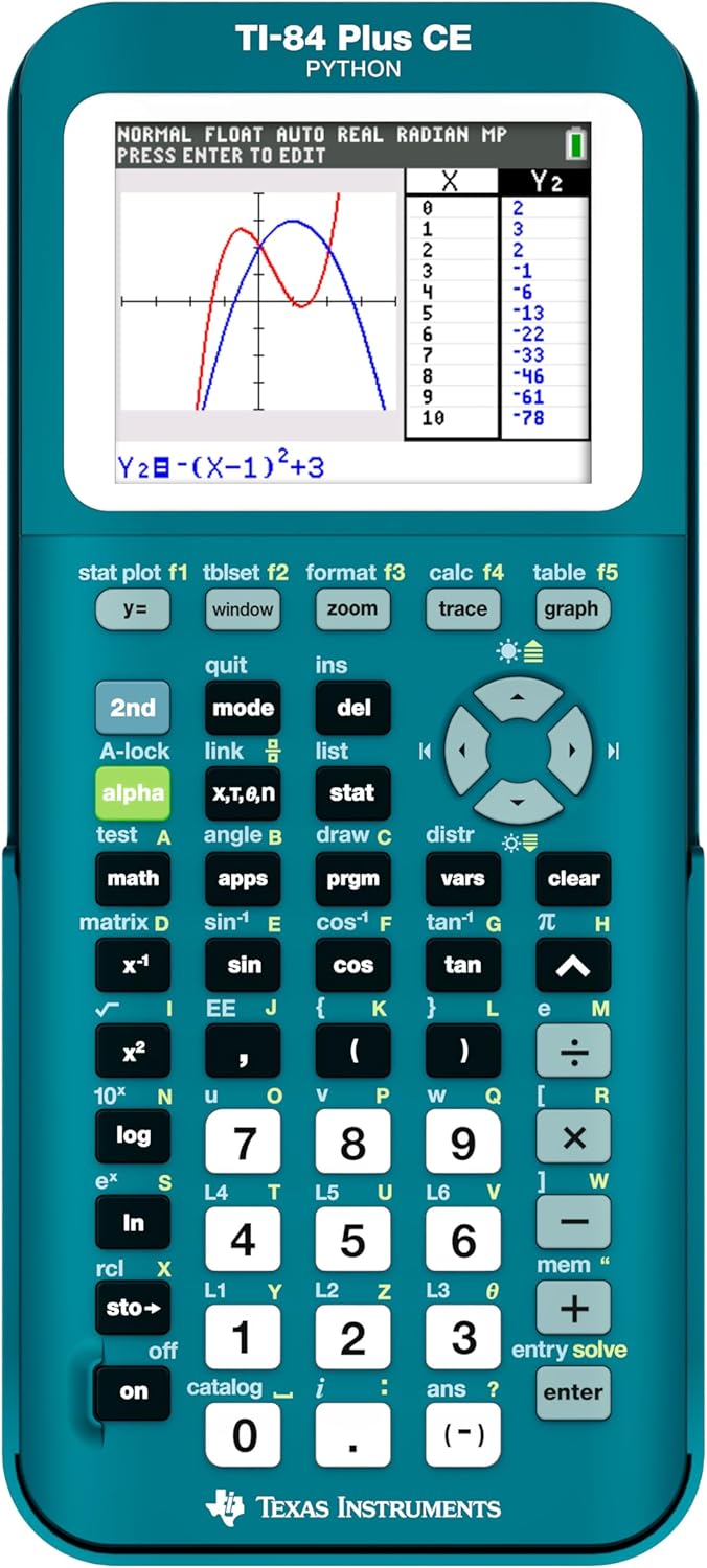 TI 84 Plus CE 代数微積分幾何学用グラフ電卓 ティールカラー