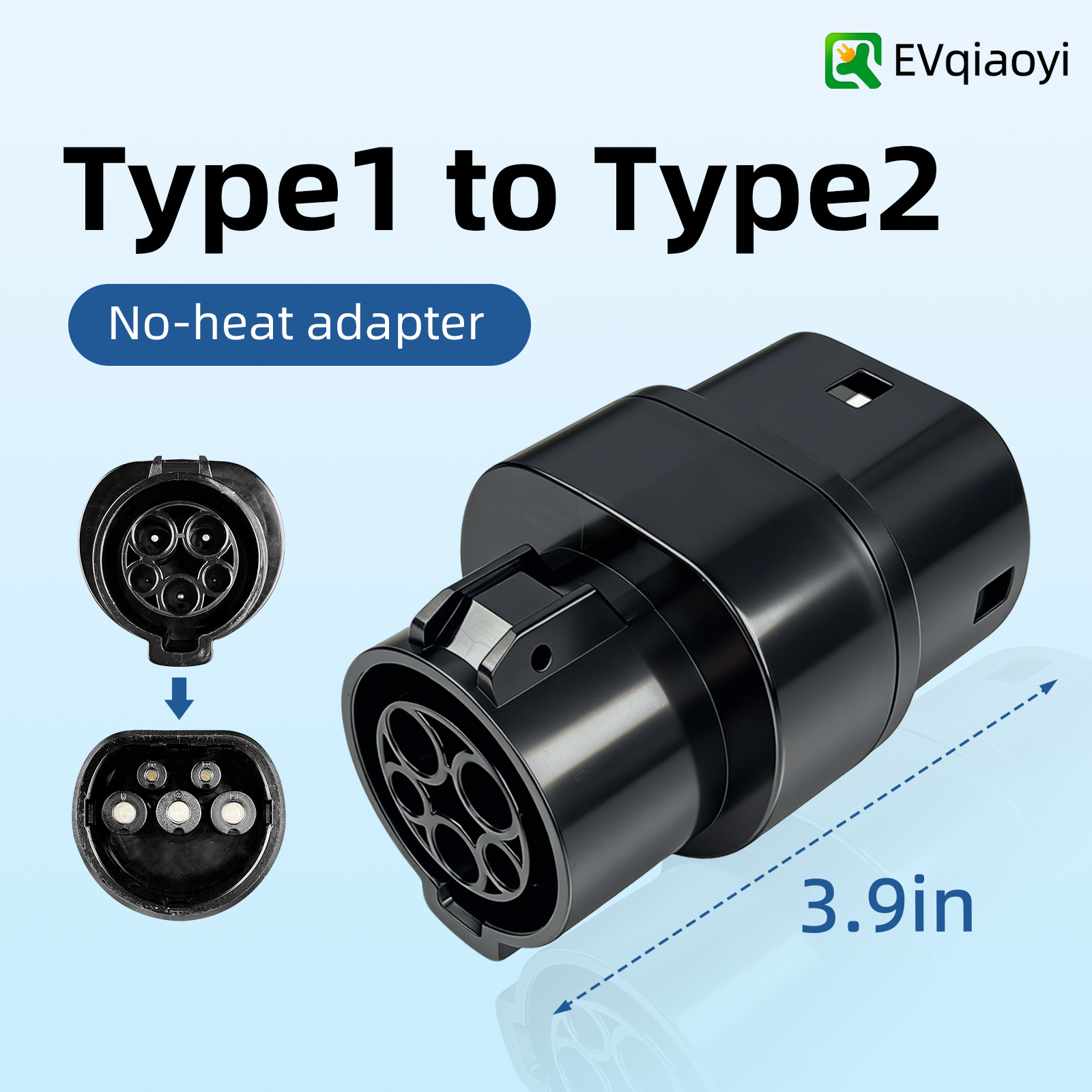 EVqiaoyi タイプ 1 からタイプ 2 アダプター 32A 7kW コネクタ SAE J1772 タイプ 2 電気自動車アダプター用 EV 充電器パイル