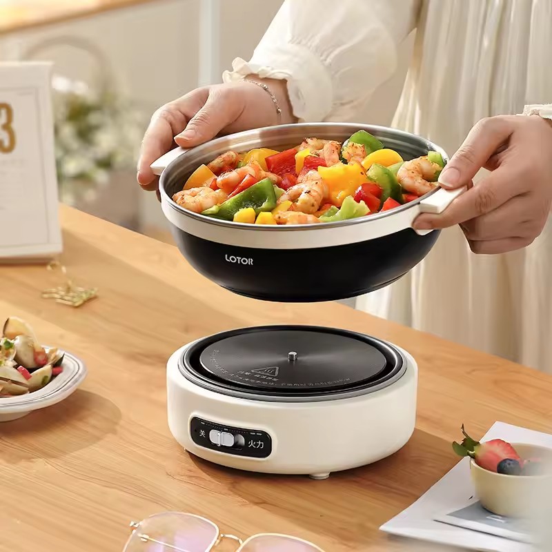 1.2L 折りたたみ電気調理鍋ポータブルマルチクッカー旅行炊飯器分割鍋 304 ステンレス鋼電気スキルト 500 ワット
