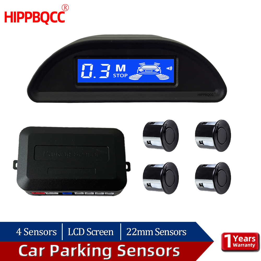 HIPPBQCC 駐車場センサーキット自動 Parktronic LCD ディスプレイバックライトリバースバックアップレーダーモニターシステム 4 センサー 12V 4 色