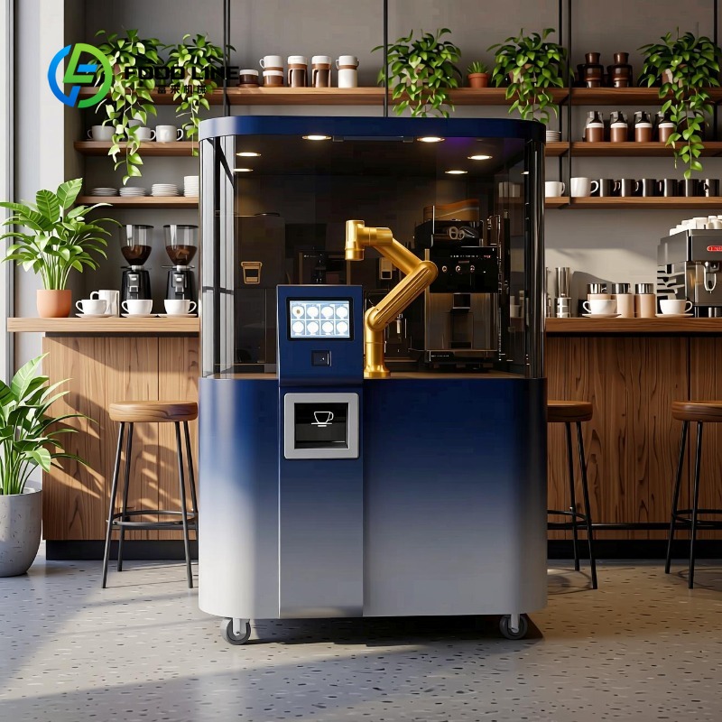 カスタマイズされたコーヒー自動販売機バリスタロボット屋外セルフサービス飲料メーカーモール公園景勝地レジャービジネス