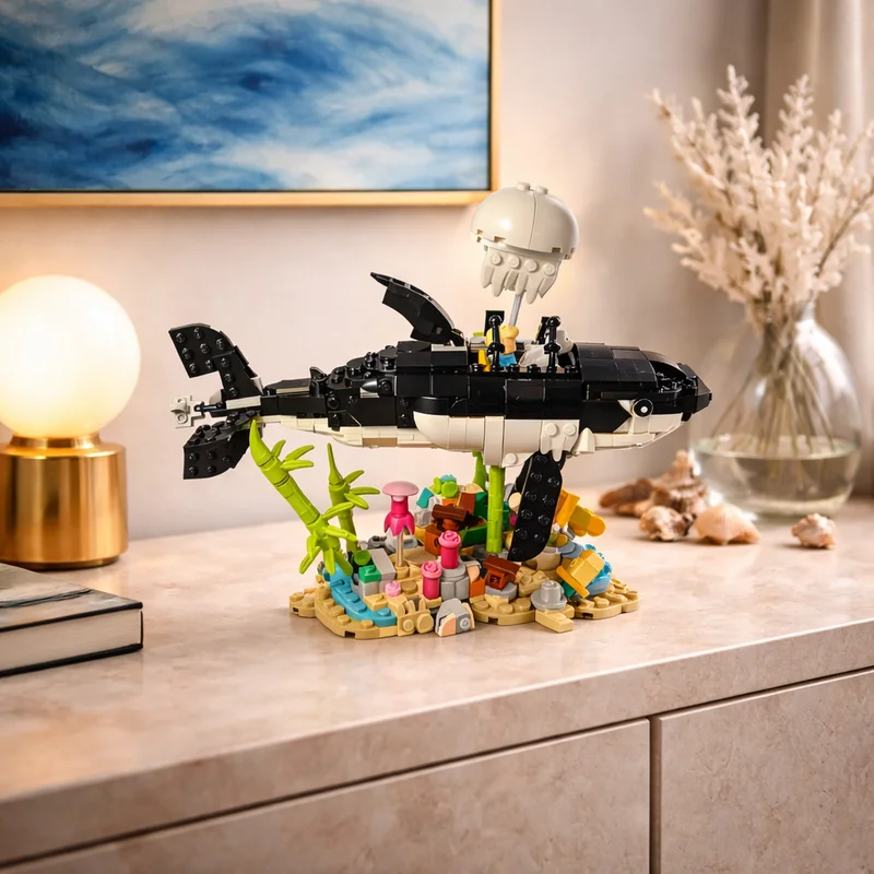 519 個 MOC タンタン S サメ海底ジオラマ 2 で 1 アイコンモデルビルディングブロック建設おもちゃクリスマスギフトアイデア教育