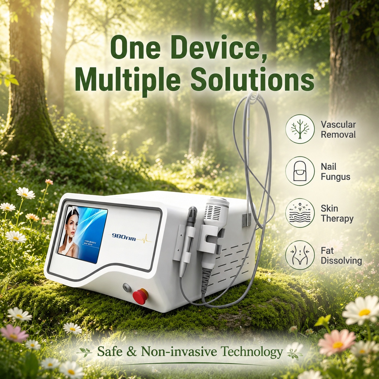 New Arrival 980nm 5 in 1 Portable Fractional Laser for Vein Smoothing Capillary Care Commercial Salon Beauty Machine