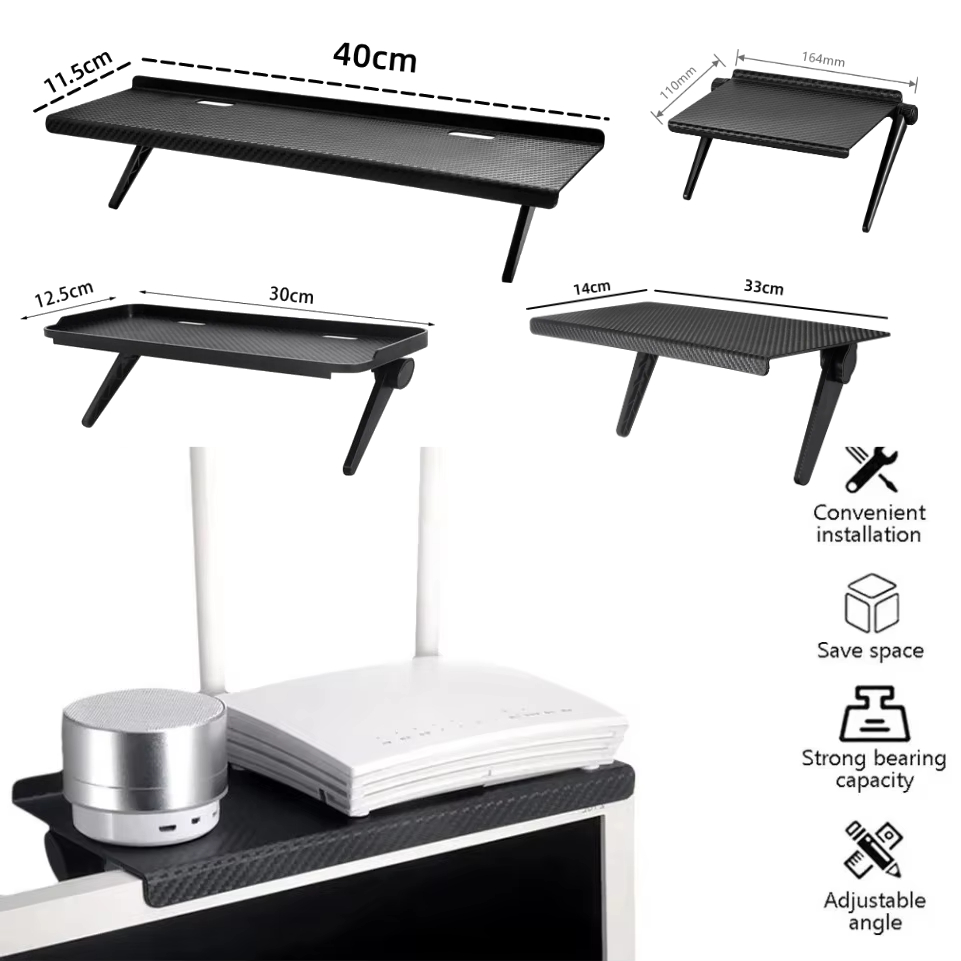 調節可能なテレビ/モニタートップシェルフオーガナイザー - ルーター、メディアボックス、アクセサリー用のユニバーサル省スペースラック