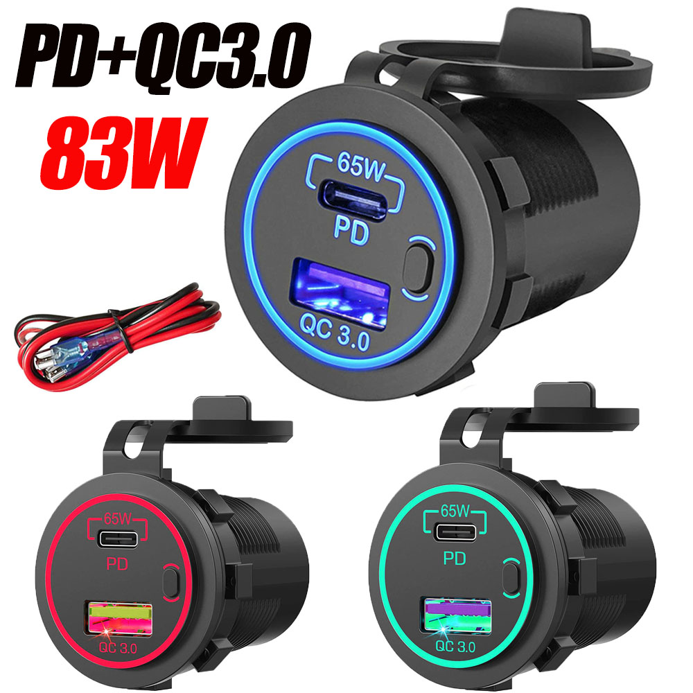 83W 12V USB コンセント ラップトップ充電器 65W USB-C PD3.0