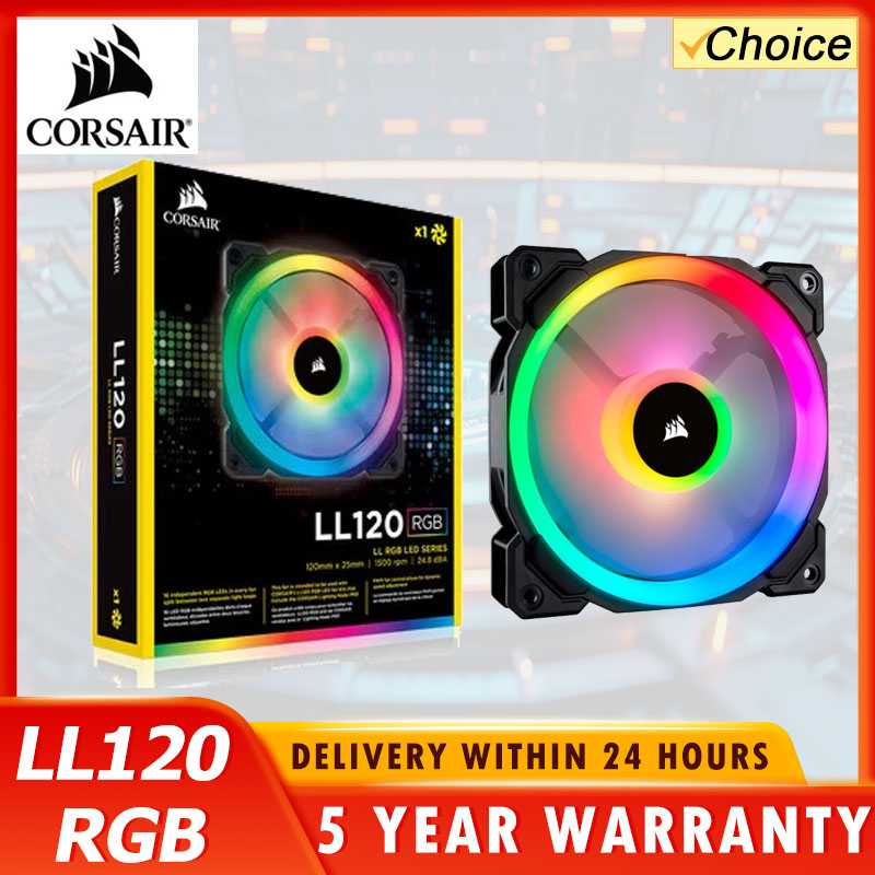 CORSAIR LL120 RGB 120mm デュアルライトリングLED PWMファン シングルパック PCケースファン 調整可能なRGBライティング付き