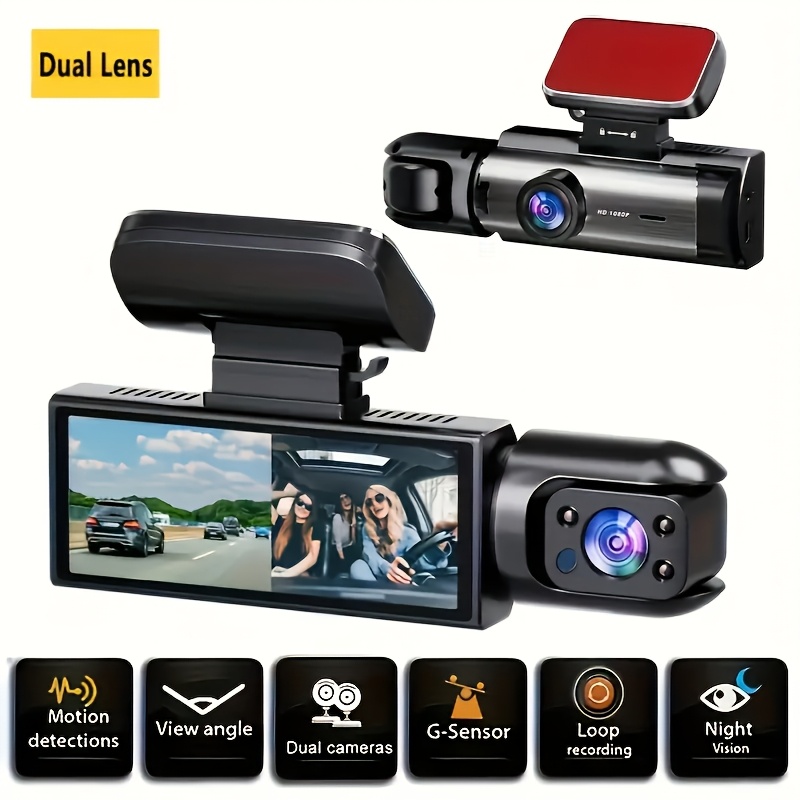 3.16インチ IPS 1080P ダッシュカム 車 Dvr デュアルレンズ フロントインサイド 広角 IR ナイトビジョンビデオレコーダー