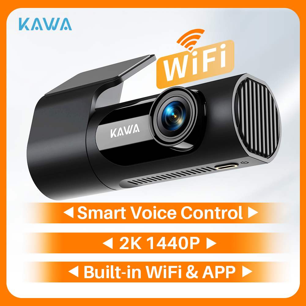 1440P KAWA 車 DVR D6 ダッシュカム 2K ビデオレコーダー WiFi/アプリ/音声制御ダッシュカメラ WDR G センサーナイトビジョン隠しダッシュカム