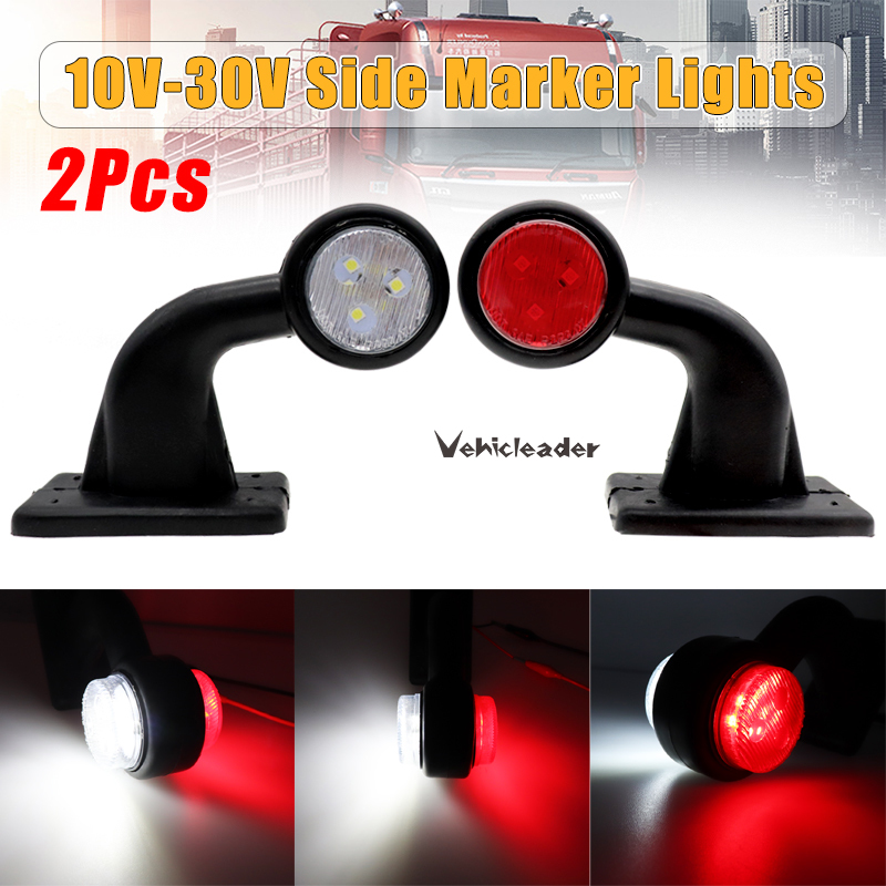 2 個 LED クリアランスエルボーラバーライトトレーラートラック位置駐車アウトライン 12V 24V サイドマーカーライト白赤リアランプ