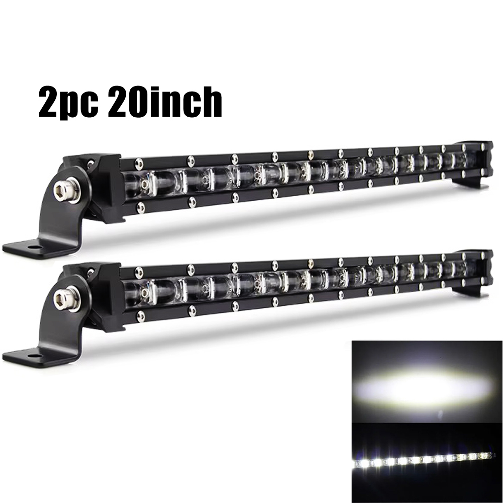 2pc 6D ウルトラストリップ LED ライトバー 20 インチドライビングフォグランプワークライト 4 × 4 Led バーオートバイ車オフロード SUV ATV トラクター
