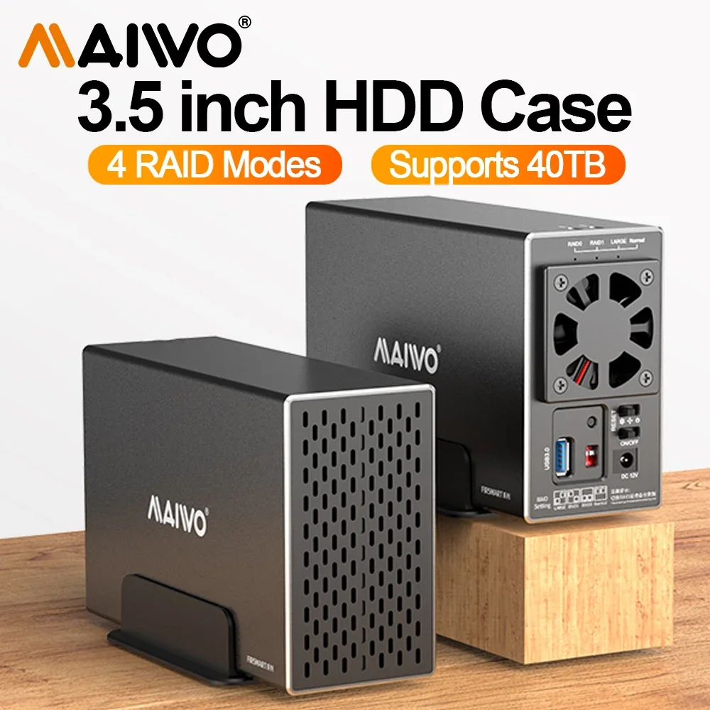 MAIWO 3.5 インチ HDD ケース SATA RAID ストレージエンクロージャデュアルベイハードドライブドッキングステーション 2.5/3.5 インチ外付けハードドライブボックス用