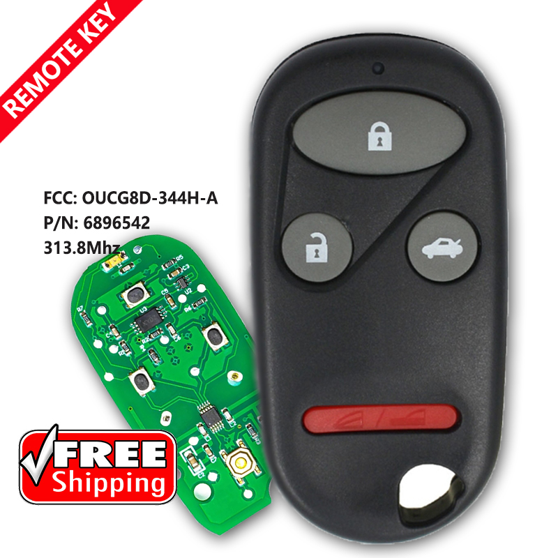 DIYKEY OUCG8D-344H-A 4 ボタン 313.8MHz リモートコントロール車のキーフォブ、ホンダ CR-V 2002 2003 2004、G8D-344H-A