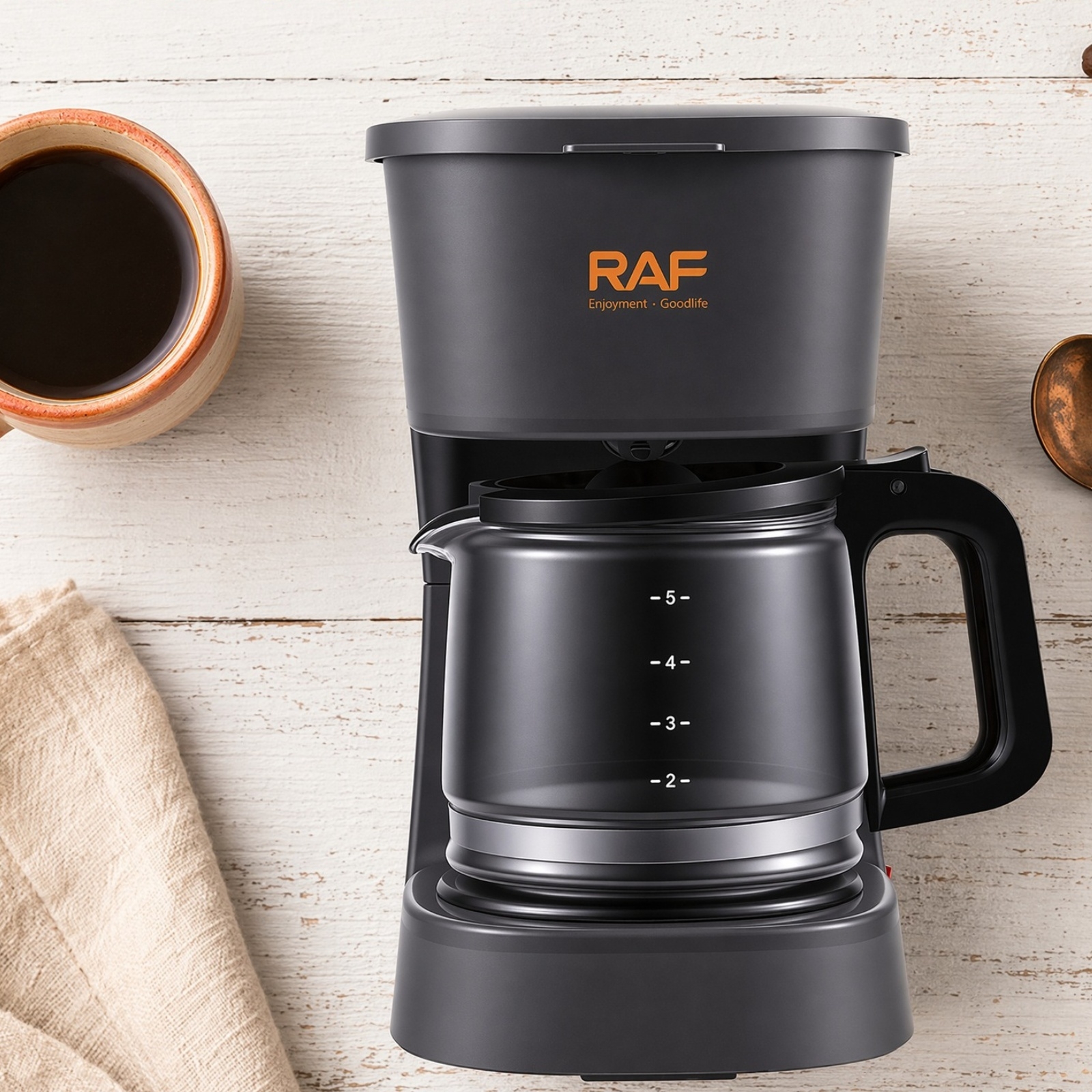 カウンタートップ プアオーバー コーヒー ブリューワー 750 ml コーヒー ブリューワー ガラス カラフェ付き 小型家電 保温プレート 再利用可能なフィルター