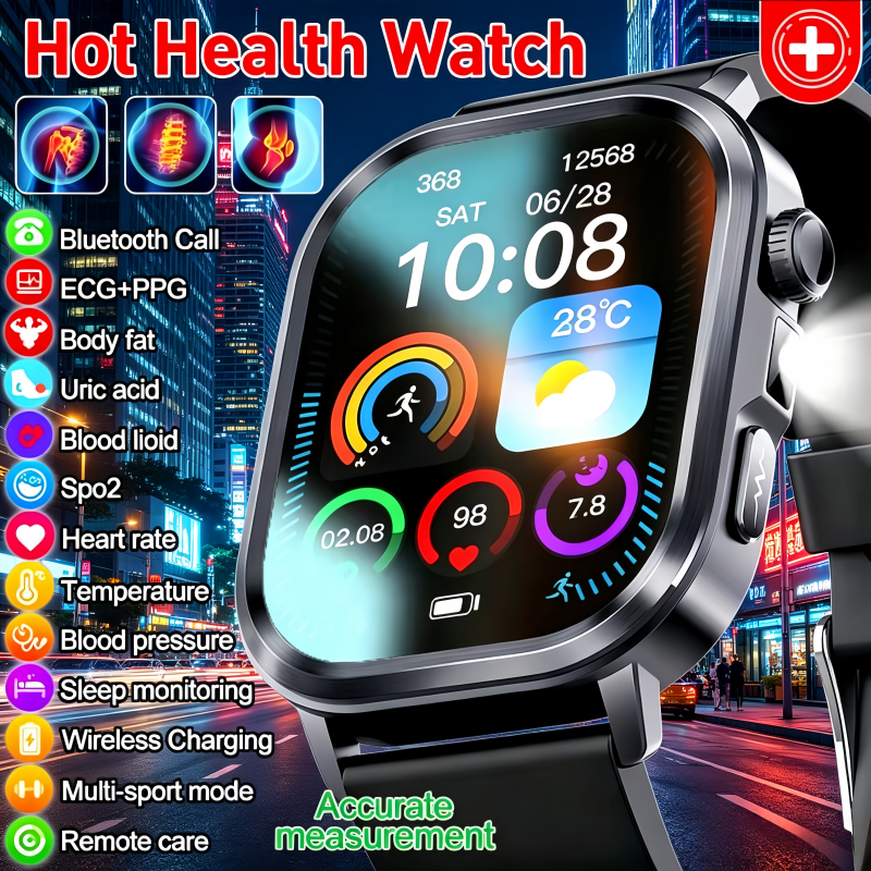 看護グレード新 ECG PPG 健康診断スマートウォッチ男性身体分析血圧脂質尿酸 NFC 健康トラッカー Watc