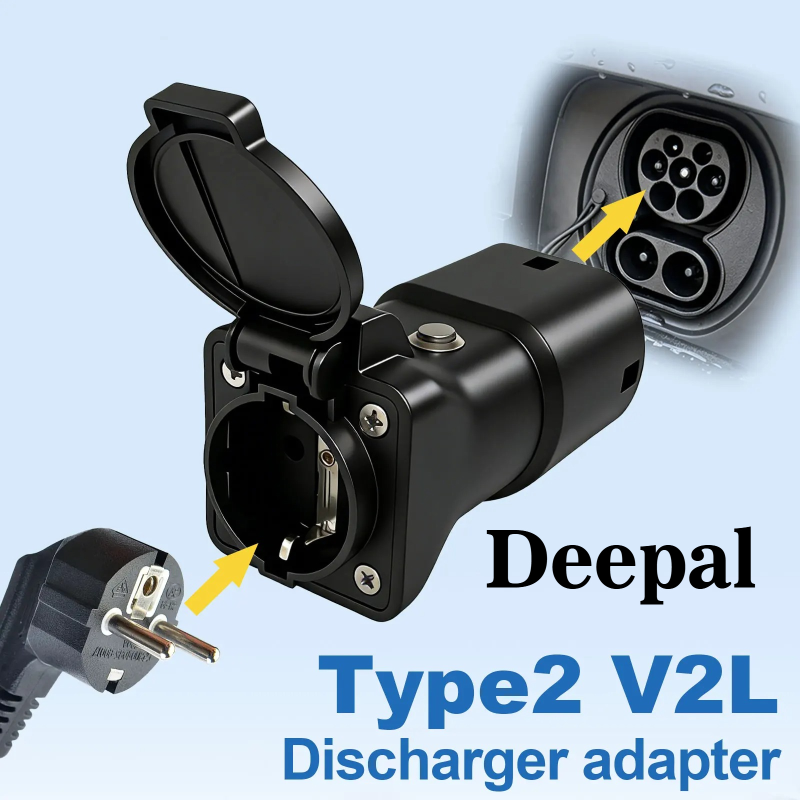 Type2 V2L 放電器 EU ソケット電源オフボタン BYD MG 吉利 Jacoo LEAPMOTOR GWM ZEEKR XPENG Deepal EV 放電アダプタ用