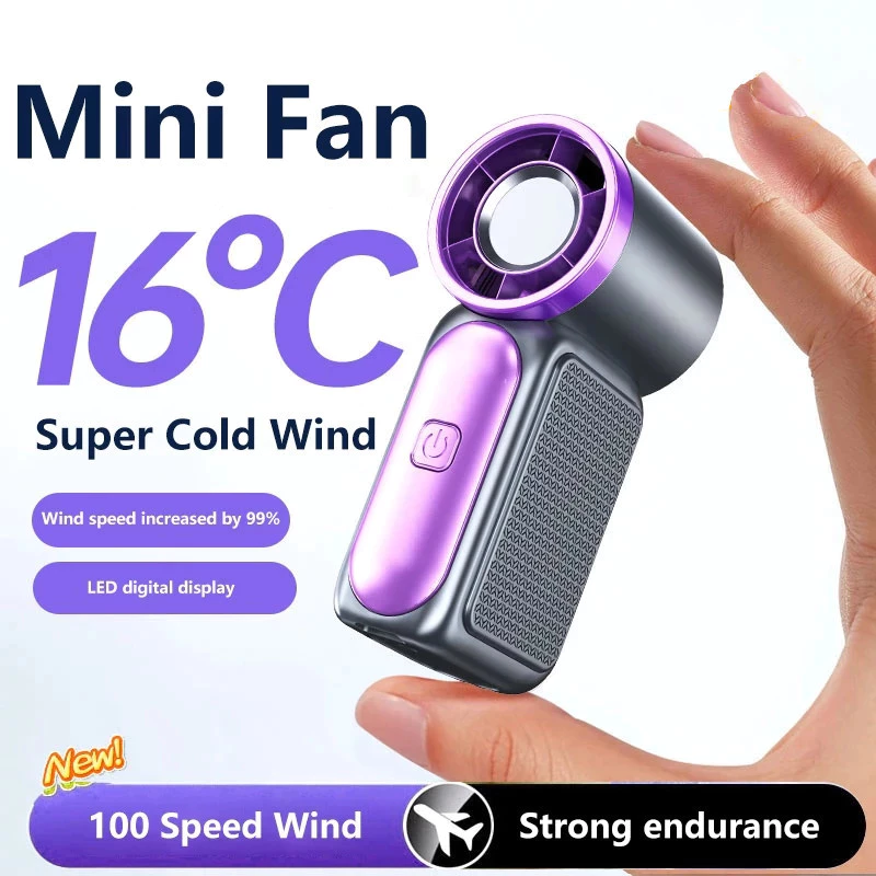 ミニハンドヘルドファン 3600mAh 高速ポータブルターボポケットファン屋外旅行用