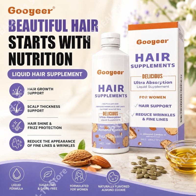 Googeer 育毛サポート液体サプリメント ビタミン B6、ビオチン ビオチン酸マグネシウム、カボチャ種子油配合 女性用 30 ML