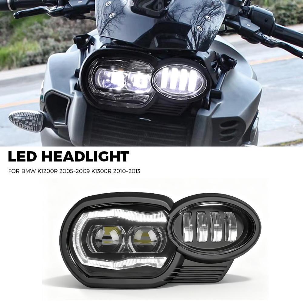 オートバイのヘッドライト K1200R K1300R ヘッドランプアップグレード交換 LED ヘッドランプ DRL 付き BMW K1200R 2005 〜 2009 K1300R 2010 〜 2013