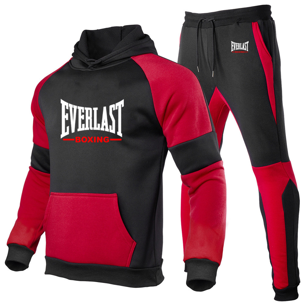 Everlast 2025 春秋メンズ新高品質パーカースウェットコットントップススウェットパンツスポーツランニング 2 枚セット