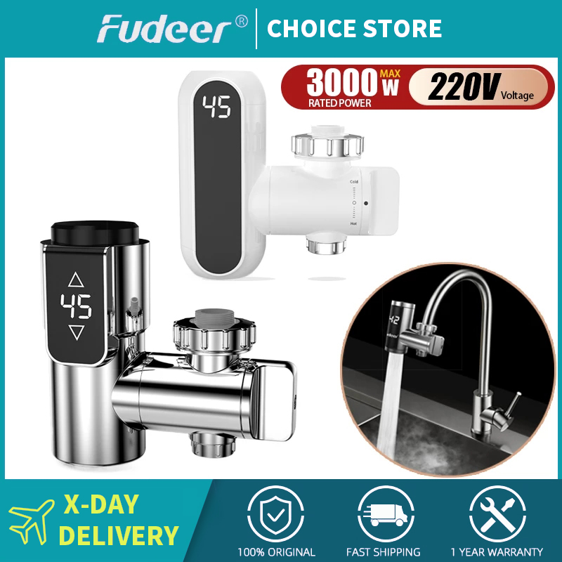 Fudeer 3400 ワット 220V 電気キッチン給湯器タップインスタントホットステンレス鋼給湯蛇口ヒーター冷暖房蛇口