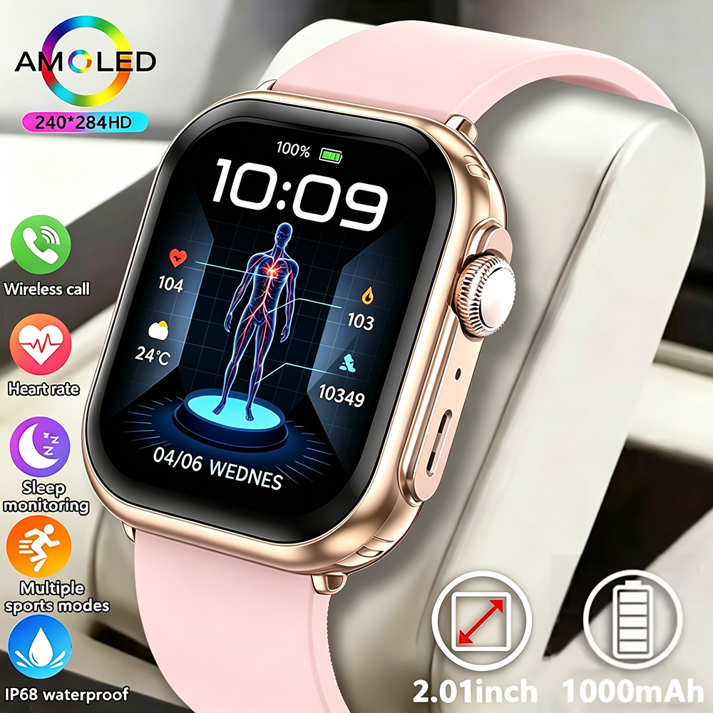 2026 新しいホットスマートウォッチ 2.01 ''HD Screen1000mAh 大バッテリーアウトドアスポーツウォッチ Bluetooth 通話 IP68 防水男性女性のための