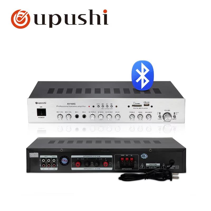 Oupushi 5 チャンネルカラオケアンプ 160 ワット Bluetooth カラオケミキサーアンププロフェッショナルホームシアターシステム USB SD カード付き