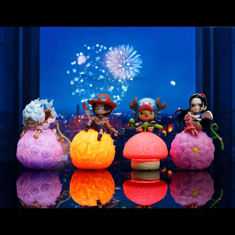 アニメワンピース悪魔フルーツナイトライトニカルフィかわいいフィギュアロビンエースチョッパー音声制御ナイトライトデスクトップ飾り