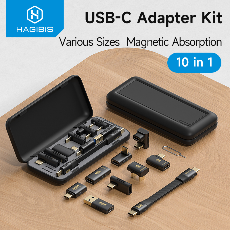 ハギビス USB C アダプターキット 多機能 USB4 ケーブル USB タイプ C 直角アダプター 90 度セット 収納ケース SIM カード イジェクトピン