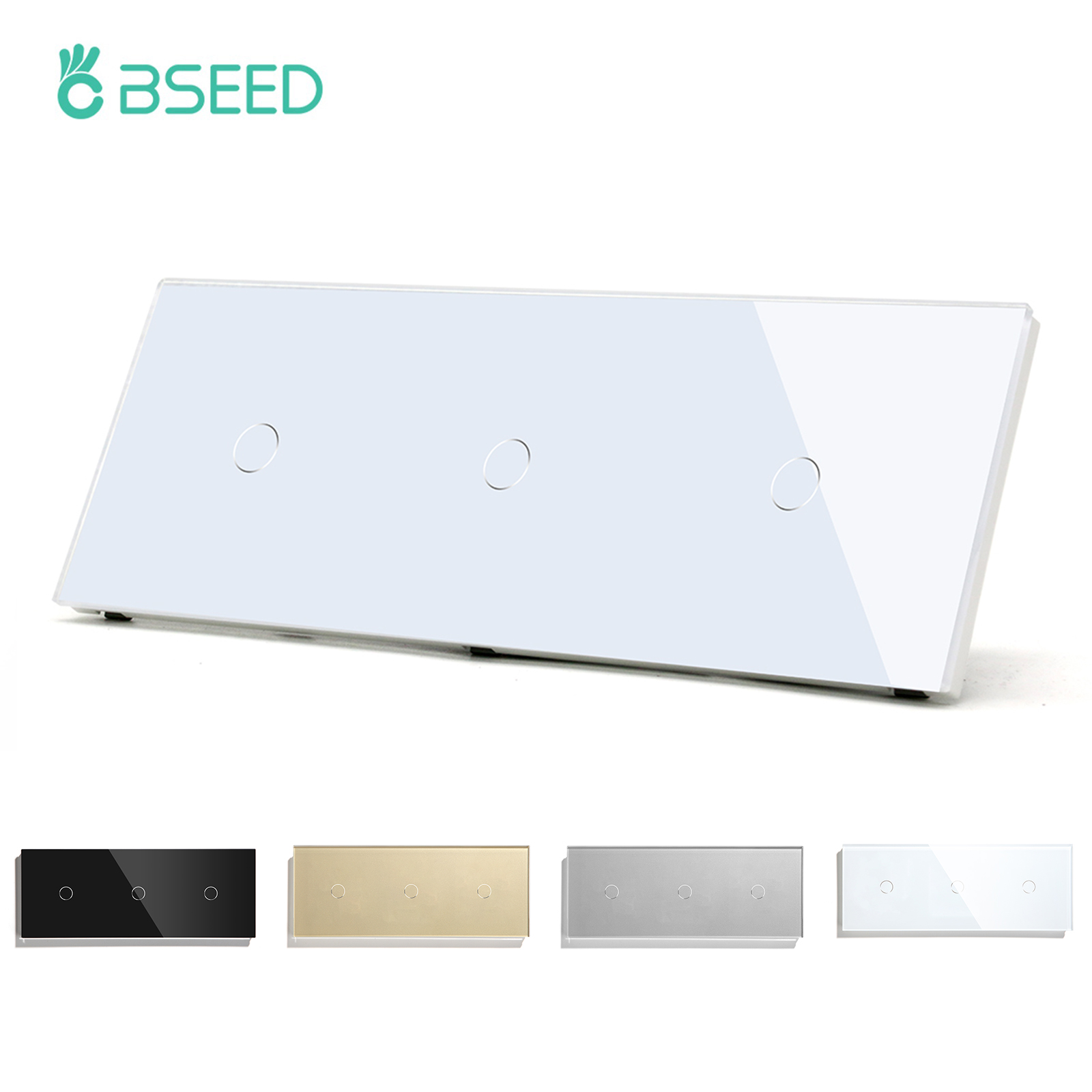 Bseed EU 標準壁タッチライトスイッチトリプル 3 ギャング 1 ウェイ壁スイッチ白黒クリスタルクラスパネルスイッチ 300 ワット/ギャング
