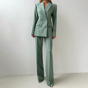 Women's Double-Breasted Business-Casual Suit Set, 3-Piece Blazer with V-Neck and Button Closure, Suitable for the Office 2026