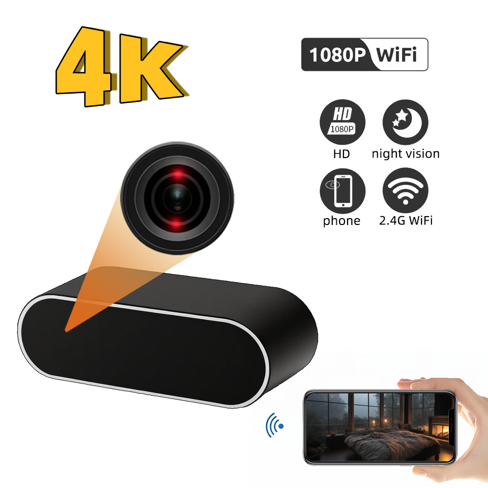 4k 1080p HD ミニカメラ時計カメラワイヤレス Wifi カメラマイクロカム IR ナイトビューアラームビデオカメラ屋内ビデオカメラ