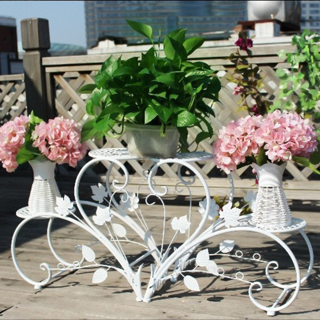 2 個クラシック背の高い植物スタンドアートフラワーポットホルダーラックプランター屋外屋内パティオ