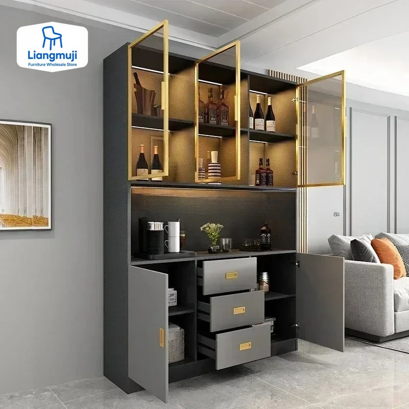 木製ディスプレイワインキャビネットキッチン収納リビングルーム壁ワインキャビネットラック酒 Mueble Licorera バー家具 QF50JG