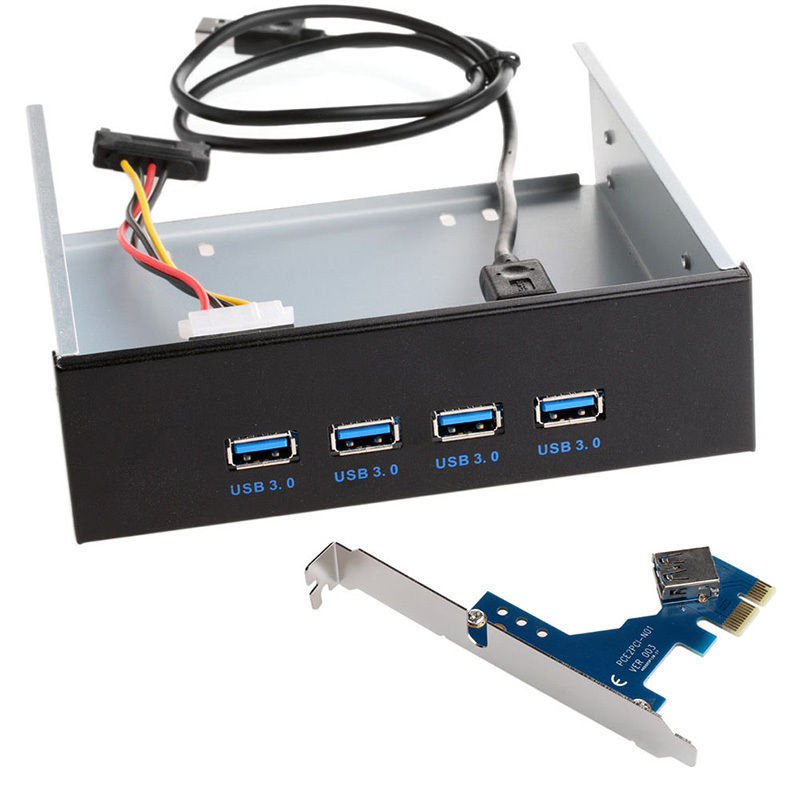 5.25インチフロントパネル拡張ベイ 4ポートUSB 3.0フロントパネルスプリッターハブ USB 3.0 PCコンピュータ用 PCI Express PCI-Eカードアダプター