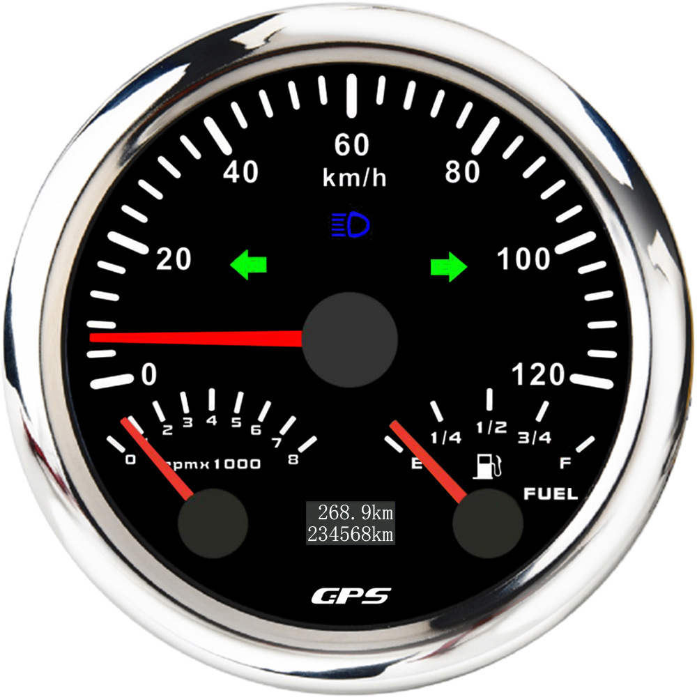 85 ミリメートルポインター GPS 速度走行距離計タコメーターオイルレベルメーター 0-120/200km/h MPH カラフルなライト
