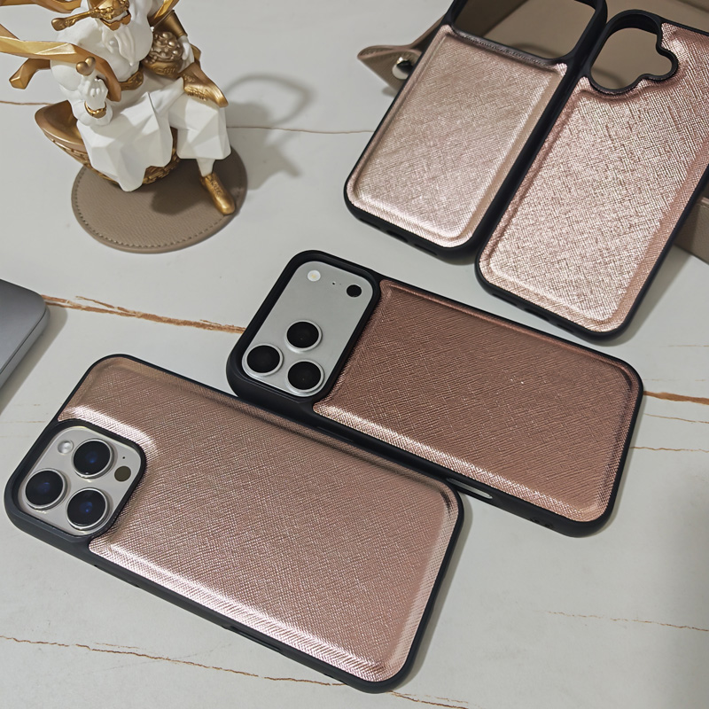 クラシック高級ファッションソリッドカラークロスグレインPUレザーノンスリップ耐久性のある電話カバーiPhone 17 Pro Max用