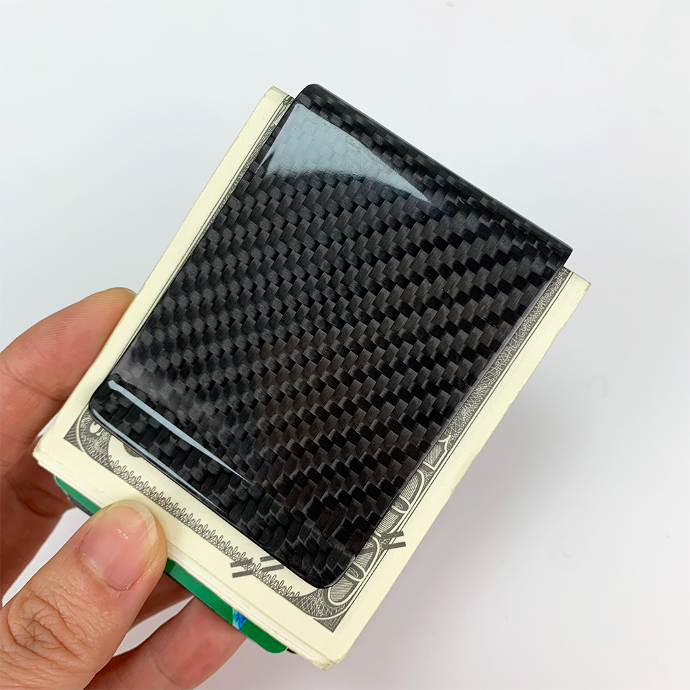 高品質光沢のある 3 k ツイルリアルカーボンファイバークレジット ID カードホルダー在庫スリムマネークリップ男性女性のための