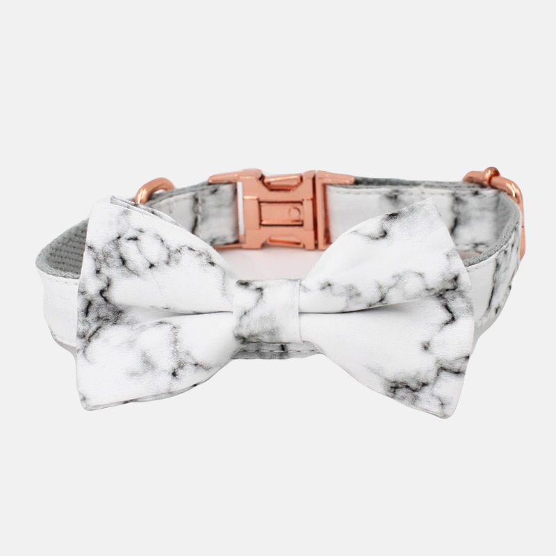 Free Sunday Elegant Marble Bow Tie Collar-Leather & Cotton Fabric Soft Fashion Personalized Wedding Use