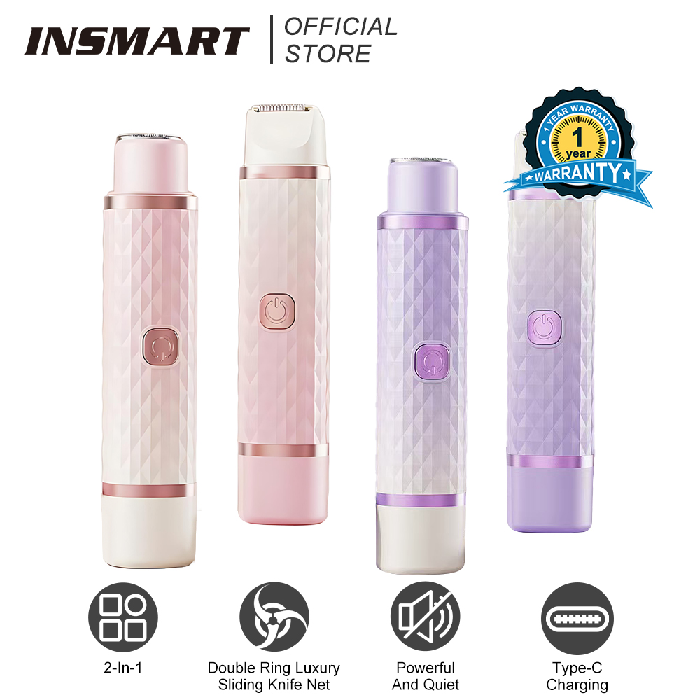 女性ヘアトリマー電気かみそり、デュアルヘッド 2 IN 1 デザイン、脇の下、腕、脚、ビキニ、鼠径部ヘアグルーマー脱毛器用女性シェーバー