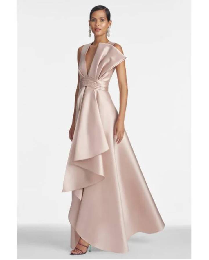 Customized Long Satin Scalloped Evening Dresses High Low Pleated فساتين السهرة Prom Gown Robes de soirée Prom Dresses for Women